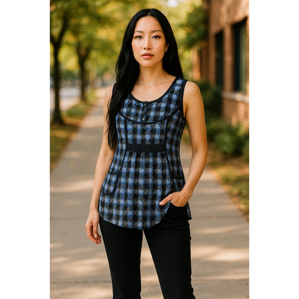 Anthropologie Odille Tank‎ size 2 Silk Blend Blue Sleeveless Blouse
